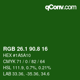 カラーコード: RGB 26.1 90.8 16 | qconv.com