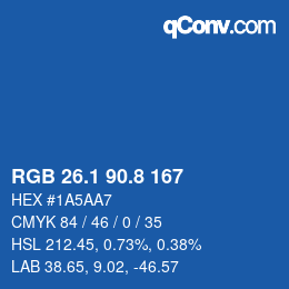 カラーコード: RGB 26.1 90.8 167 | qconv.com