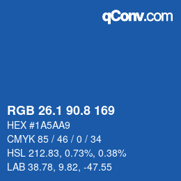 Farbcode: RGB 26.1 90.8 169 | qconv.com