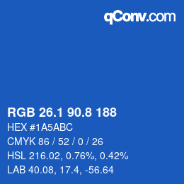 Color code: RGB 26.1 90.8 188 | qconv.com