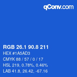 カラーコード: RGB 26.1 90.8 211 | qconv.com