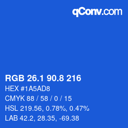カラーコード: RGB 26.1 90.8 216 | qconv.com