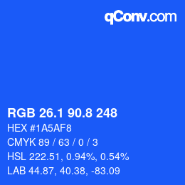 カラーコード: RGB 26.1 90.8 248 | qconv.com