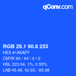 カラーコード: RGB 26.1 90.8 255 | qconv.com