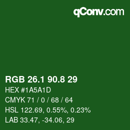 カラーコード: RGB 26.1 90.8 29 | qconv.com