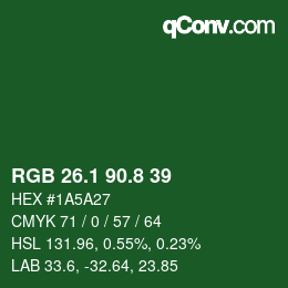カラーコード: RGB 26.1 90.8 39 | qconv.com