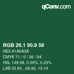 Color code: RGB 26.1 90.8 58 | qconv.com
