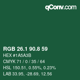 Color code: RGB 26.1 90.8 59 | qconv.com