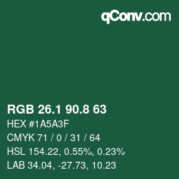 Color code: RGB 26.1 90.8 63 | qconv.com
