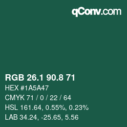 カラーコード: RGB 26.1 90.8 71 | qconv.com