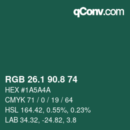 Color code: RGB 26.1 90.8 74 | qconv.com