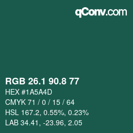 Color code: RGB 26.1 90.8 77 | qconv.com