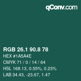 Farbcode: RGB 26.1 90.8 78 | qconv.com