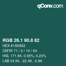Color code: RGB 26.1 90.8 82 | qconv.com