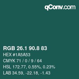Color code: RGB 26.1 90.8 83 | qconv.com