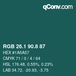 Color code: RGB 26.1 90.8 87 | qconv.com