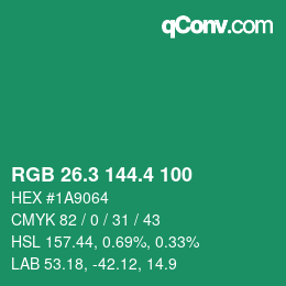 カラーコード: RGB 26.3 144.4 100 | qconv.com