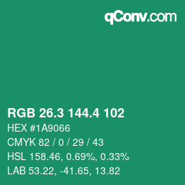 カラーコード: RGB 26.3 144.4 102 | qconv.com