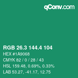 カラーコード: RGB 26.3 144.4 104 | qconv.com
