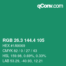 カラーコード: RGB 26.3 144.4 105 | qconv.com