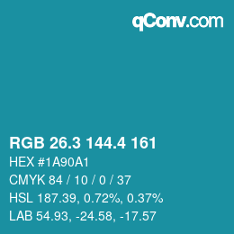 カラーコード: RGB 26.3 144.4 161 | qconv.com