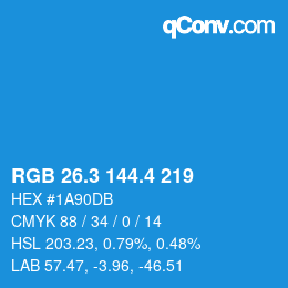 カラーコード: RGB 26.3 144.4 219 | qconv.com