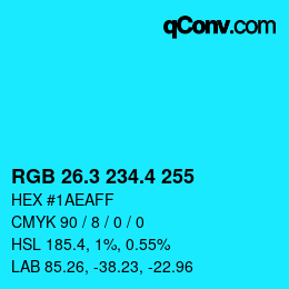カラーコード: RGB 26.3 234.4 255 | qconv.com