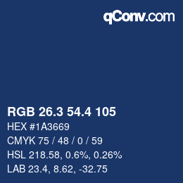 カラーコード: RGB 26.3 54.4 105 | qconv.com