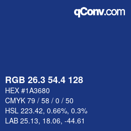 カラーコード: RGB 26.3 54.4 128 | qconv.com