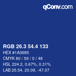 カラーコード: RGB 26.3 54.4 133 | qconv.com