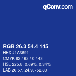 カラーコード: RGB 26.3 54.4 145 | qconv.com