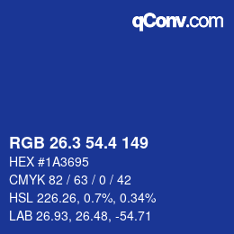 カラーコード: RGB 26.3 54.4 149 | qconv.com