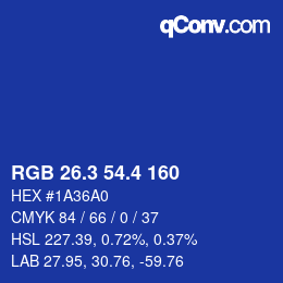 カラーコード: RGB 26.3 54.4 160 | qconv.com