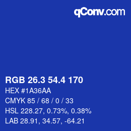 カラーコード: RGB 26.3 54.4 170 | qconv.com