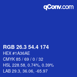 カラーコード: RGB 26.3 54.4 174 | qconv.com