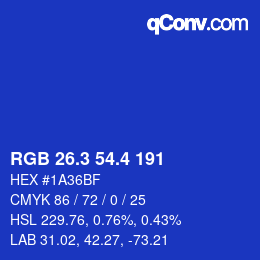 カラーコード: RGB 26.3 54.4 191 | qconv.com