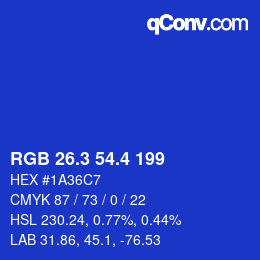 カラーコード: RGB 26.3 54.4 199 | qconv.com