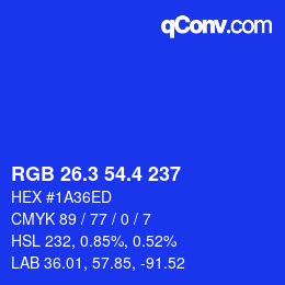 カラーコード: RGB 26.3 54.4 237 | qconv.com