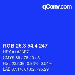 カラーコード: RGB 26.3 54.4 247 | qconv.com