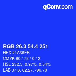 カラーコード: RGB 26.3 54.4 251 | qconv.com