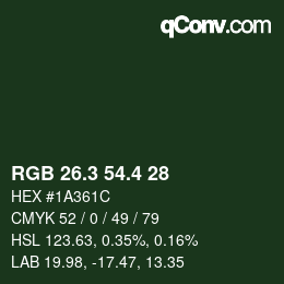 カラーコード: RGB 26.3 54.4 28 | qconv.com