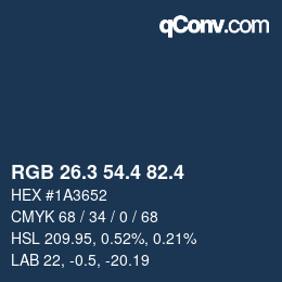 カラーコード: RGB 26.3 54.4 82.4 | qconv.com