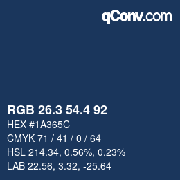 カラーコード: RGB 26.3 54.4 92 | qconv.com