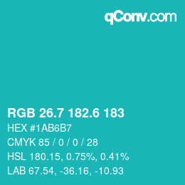 カラーコード: RGB 26.7 182.6 183 | qconv.com