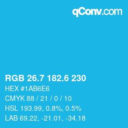 カラーコード: RGB 26.7 182.6 230 | qconv.com