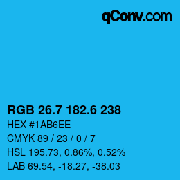 カラーコード: RGB 26.7 182.6 238 | qconv.com