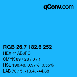 カラーコード: RGB 26.7 182.6 252 | qconv.com