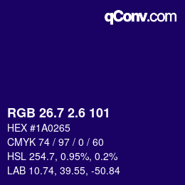 カラーコード: RGB 26.7 2.6 101 | qconv.com
