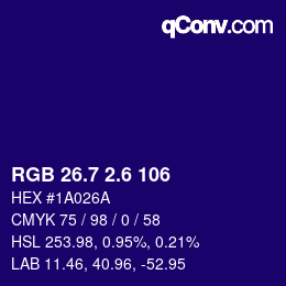 カラーコード: RGB 26.7 2.6 106 | qconv.com
