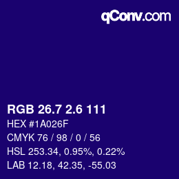 カラーコード: RGB 26.7 2.6 111 | qconv.com
